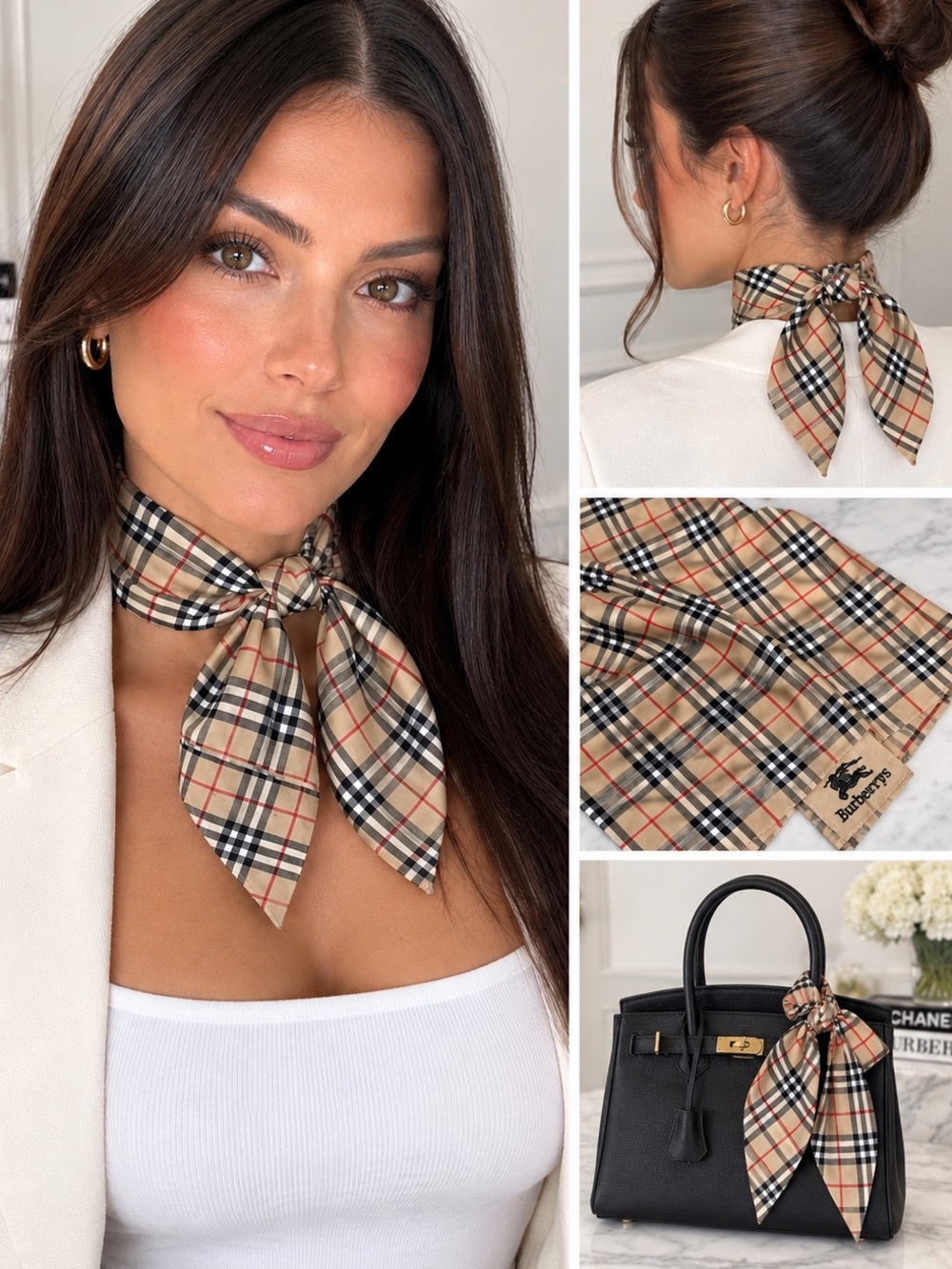 Burberry Vintage Nova Check Silk Cotton Bandana Scarf Neckerchief Handkerchief